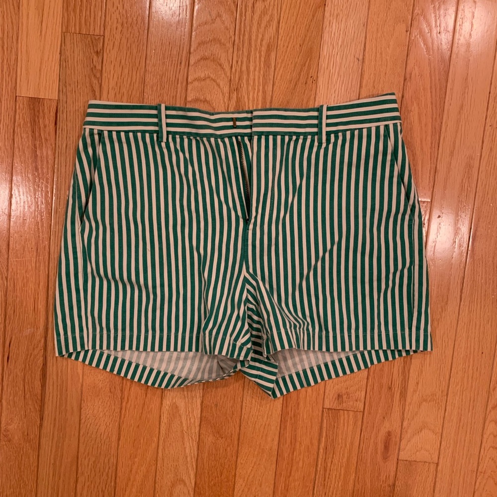Green and white pinstriped shorts